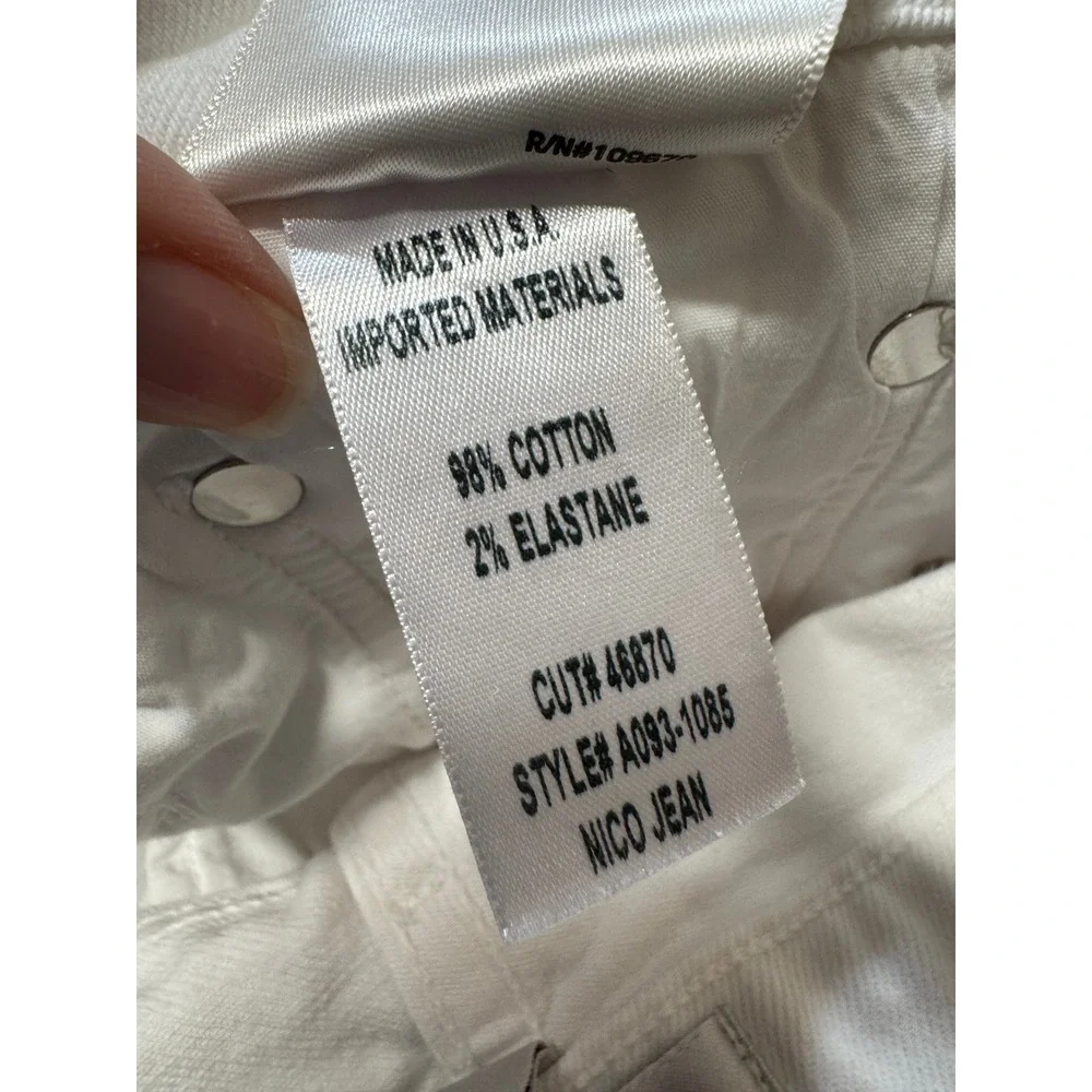 Agolde Nico High Rise Slim Jeans White Raw Hem Button Fly 28 Ankle Coastal Chic